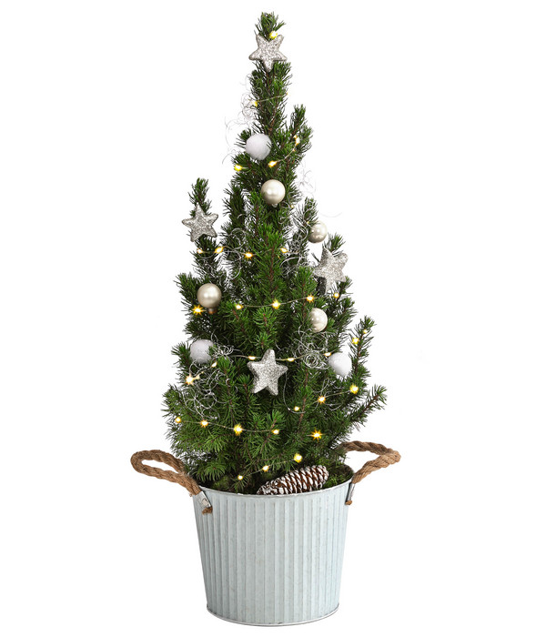 Geschmückter Weihnachtsbaum 'Linus', mit Lichterkette, ca. H50 cm