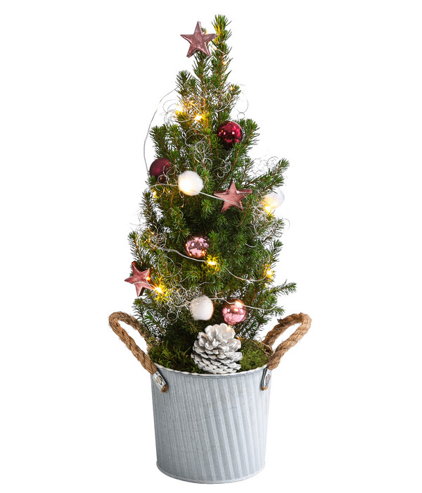 Geschmückter Weihnachtsbaum 'Linus', mit Lichterkette, ca. H50 cm