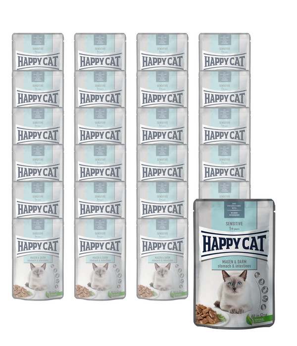 Happy Cat Nassfutter für Katzen Sensitive Magen & Darm, 24 x 85 g