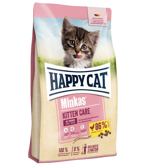 Happy Cat Trockenfutter für Katzen Minkas Kitten Care, Geflügel, 10 kg