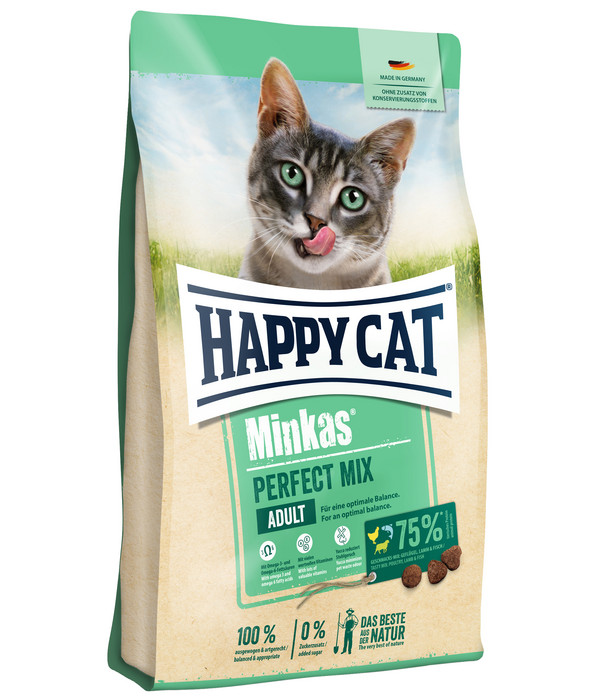 Happy Cat Trockenfutter für Katzen Minkas Perfekt Mix, Geflügel, Fisch & Lamm
