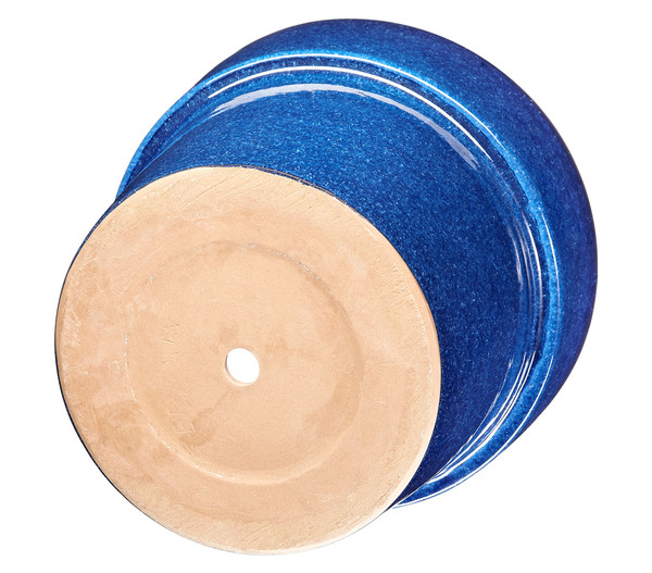 Keramik-Topf Irakolin, rund, blau glasiert
