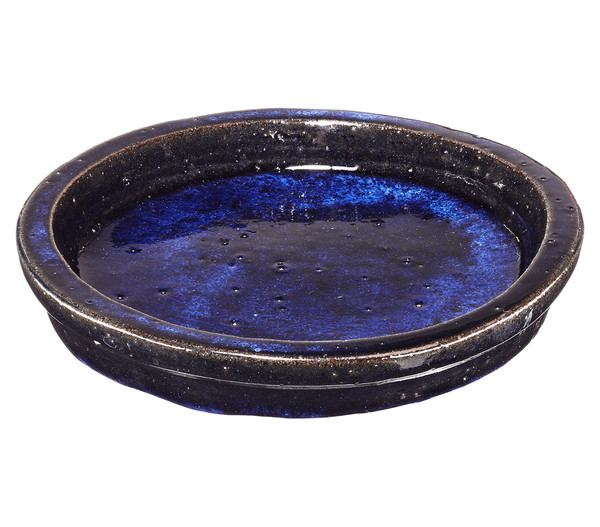 Keramik-Untersetzer Dang für Blumentopf, rund, blau