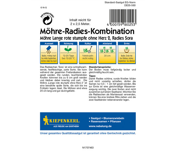 Kiepenkerl Samen Möhre-Radies-Kombination