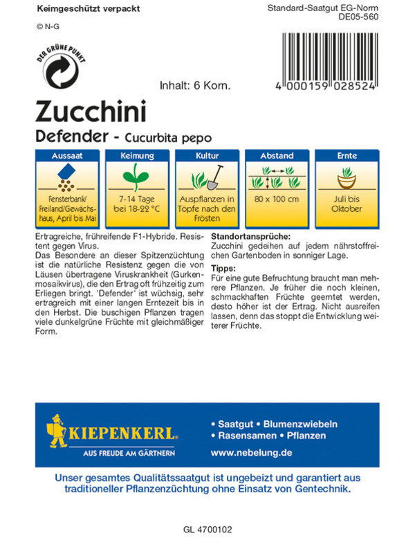 Kiepenkerl Samen Zucchini 'Defender'