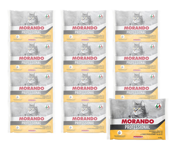 MORANDO Professional Nassfutter für Katzen Adult Multipack, Schinken & Thunfisch, 12 x 400 g
