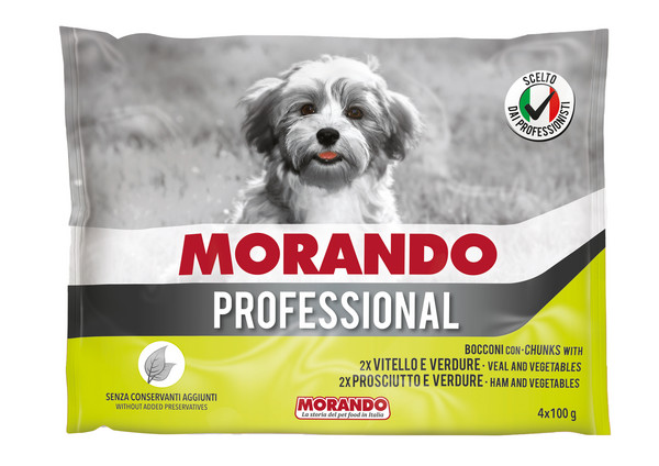 MORANDO Professional Nassfutter Hund Multipack Kalb & Schinken, Adult, 4 x 100 g