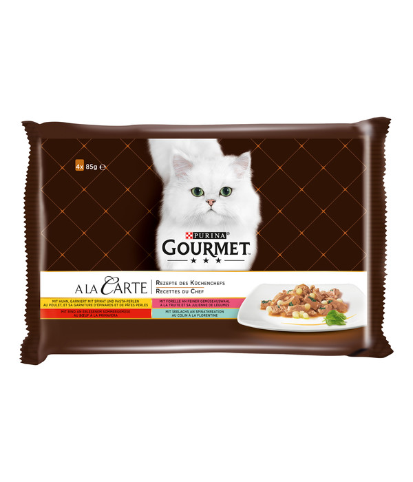 PURINA GOURMET™ Nassfutter für Katzen A la Carte Rezepte des Küchenchefs, 4 x 85 g