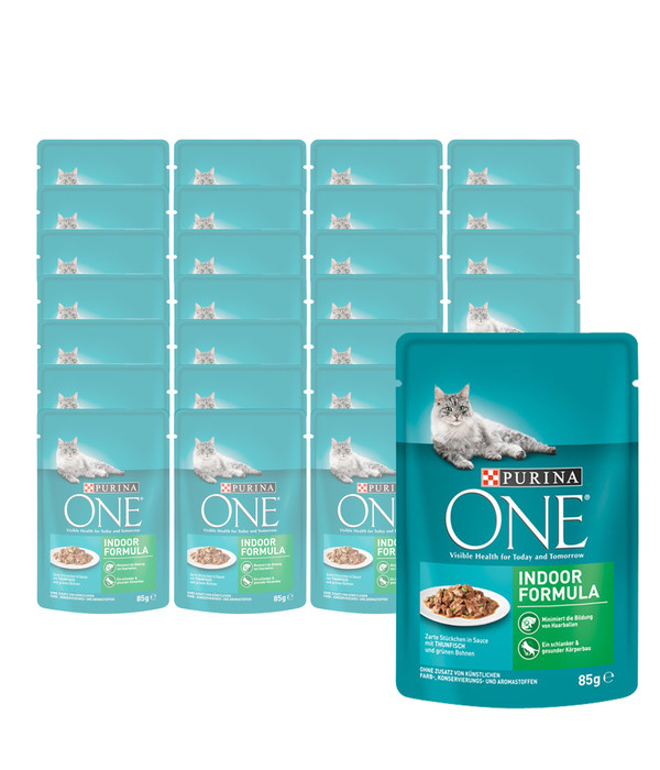 PURINA ONE® Nassfutter für Katzen Indoor Formula, 26 x 85 g