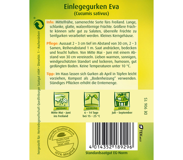 Quedlinburger Samen Einlegegurke 'Eva'