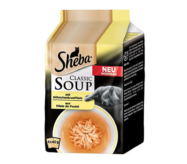 Sheba Classic Soup Hühnchen Multipack, Nassfutter, 4 x 40 g