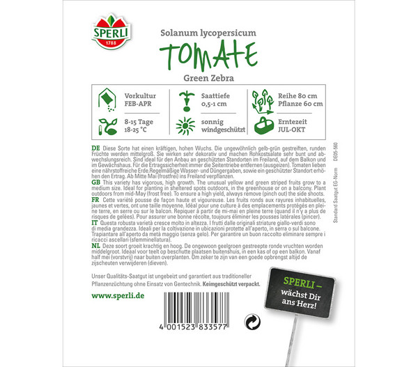 SPERLI Samen Tomate 'Green Zebra'
