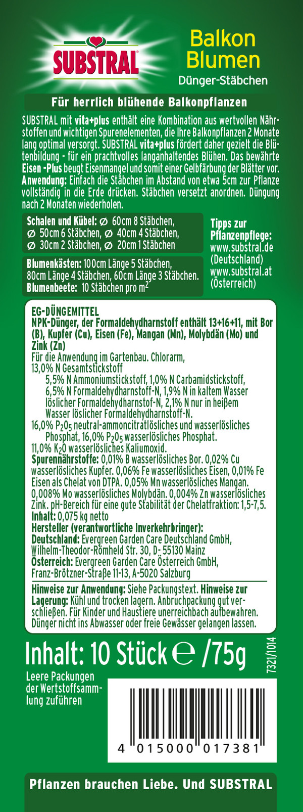 Substral® Düngestäbchen für Balkonblumen, 10 Stk.