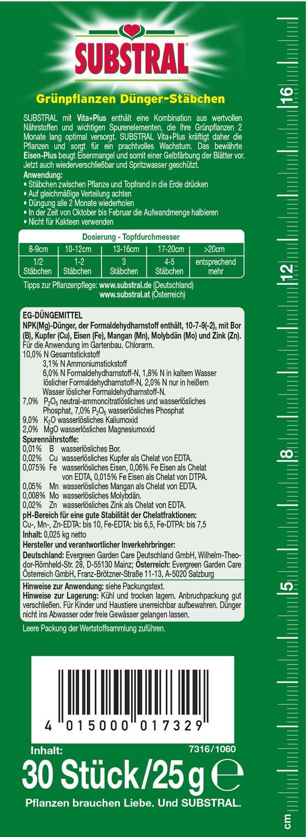 Substral® Grünpflanzen Dünger-Stäbchen, 30 Stk.