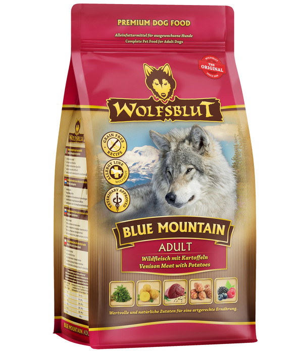 WOLFSBLUT Trockenfutter für Hunde Blue Mountain, Adult, Wild & Kartoffeln