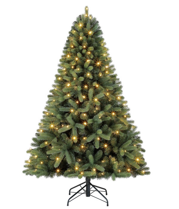 Elegantes Kunstlicher Weihnachtsbaum Mit Beleuchtung Und Schmuck Bild  