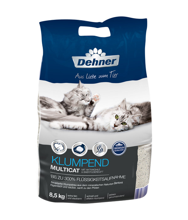 Dehner Premium Katzenstreu Multicat mit Babypuderduft klumpend Dehner