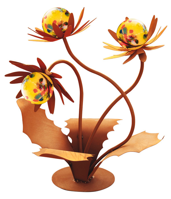 20 Metallrondelle Blume ca 6mm altsilberfarben 