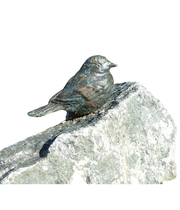 Bronzefigur Vogel mit geschlossene Flügel Dekoration für Haus und Garten 