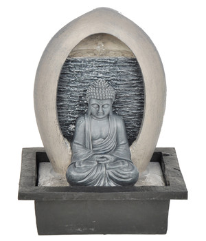 Gris Dehner 4022646 Habitaciones Brunnen Zen de Buda con iluminación LED polirresina 28 x 18 x 21 cm 